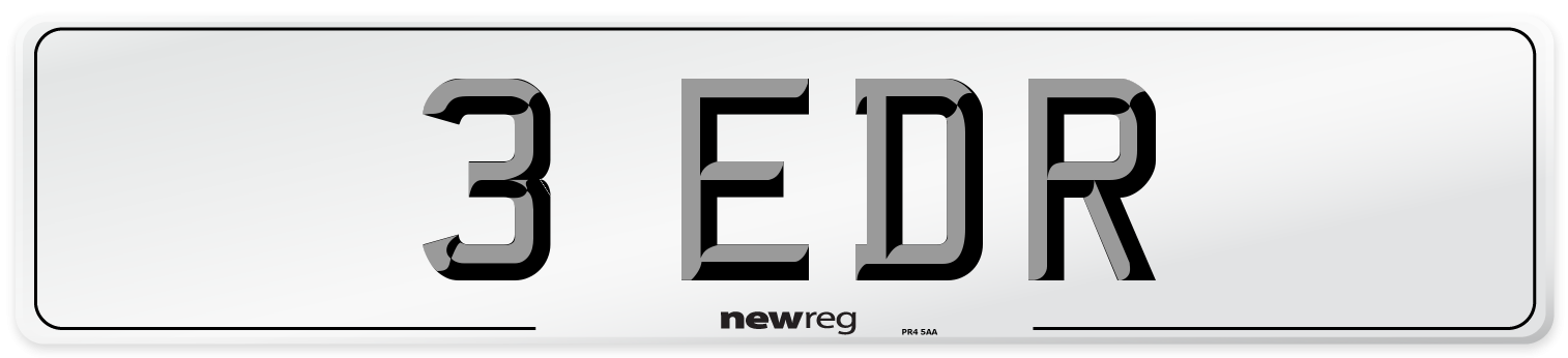 3 EDR Number Plate from New Reg